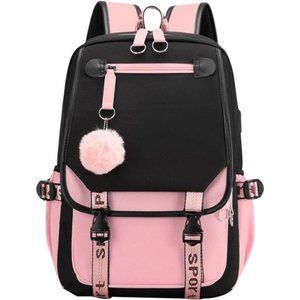 Teenage Girls Backpack Middle School Students Bookbag Outdoor USB Charge Port